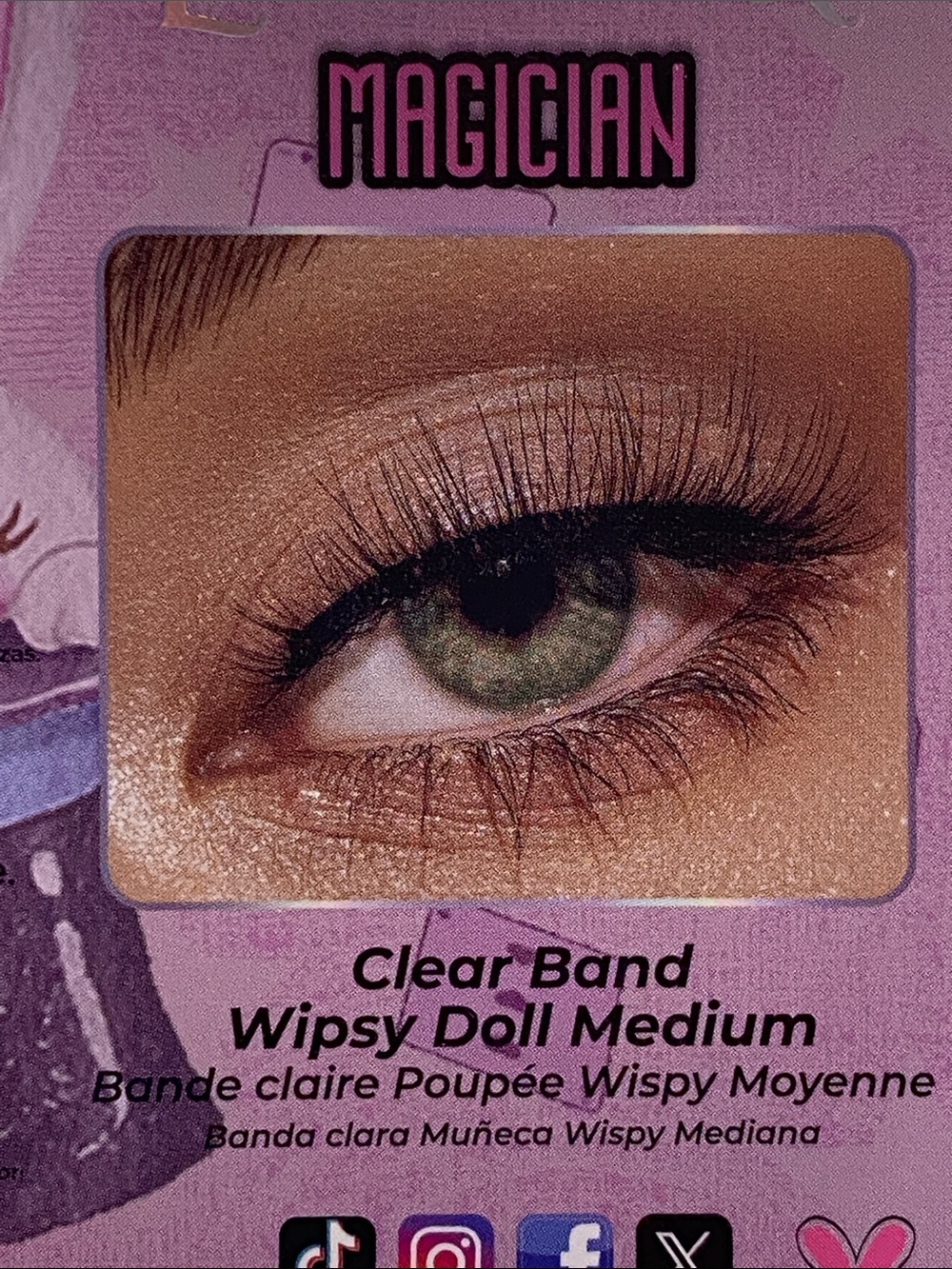 Ioni 3D faux mink eye lashes Wispy Doll Medium Magician with lash adhesive